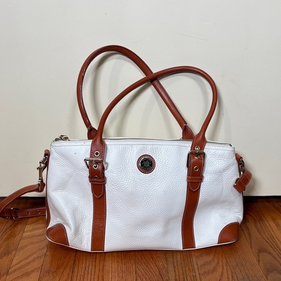 Dooney & Bourke Large Domed Satchel White Pebble Leather Y2K vintage retro - Picture 1 of 16